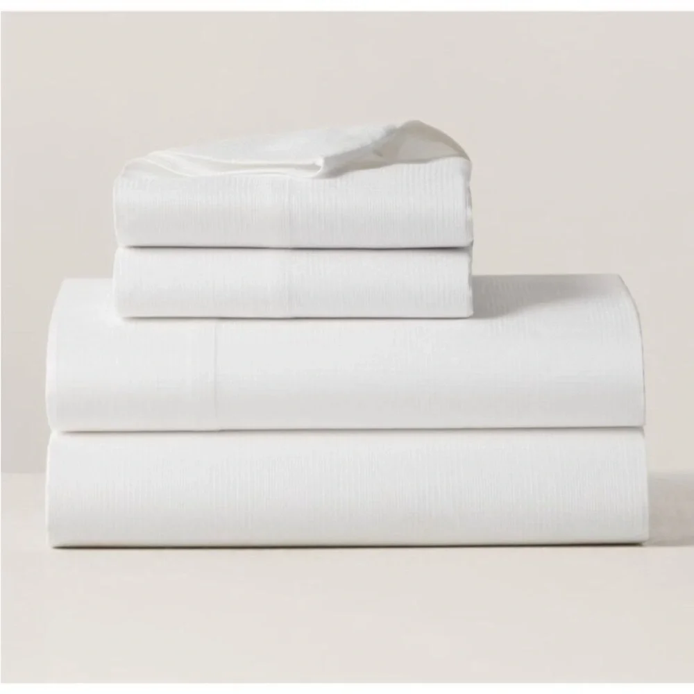 NWT Ralph Lauren Lovan Jacquard Organic Cotton King Flat Sheet Studio Off-White